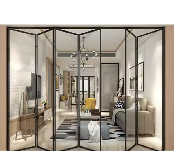 High quality control entrance aluminum double folding door balcony French front aluminum exterior glass folding patio door
