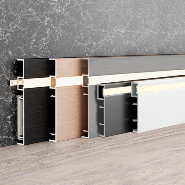 Aluminum LED Skirting Board Wall Baseboard Trim | Metal LED Light Strip Profile for Interior Decoration 6cm 8cm 10cm 12cm