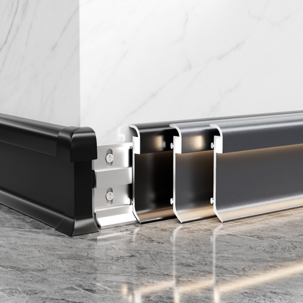 Aluminum LED Skirting Board Wall Baseboard Trim | Metal LED Light Strip Profile for Interior Decoration 6cm 8cm 10cm 12cm - 图片 5