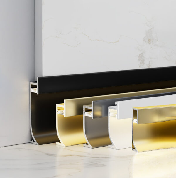 Aluminum LED Skirting Board Wall Baseboard Trim | Metal LED Light Strip Profile for Interior Decoration 6cm 8cm 10cm 12cm - 图片 6