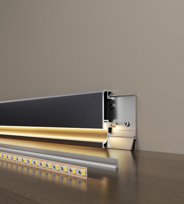 Aluminum LED Skirting Board Wall Baseboard Trim | Metal LED Light Strip Profile for Interior Decoration 6cm 8cm Hotel Hospital - 图片 6