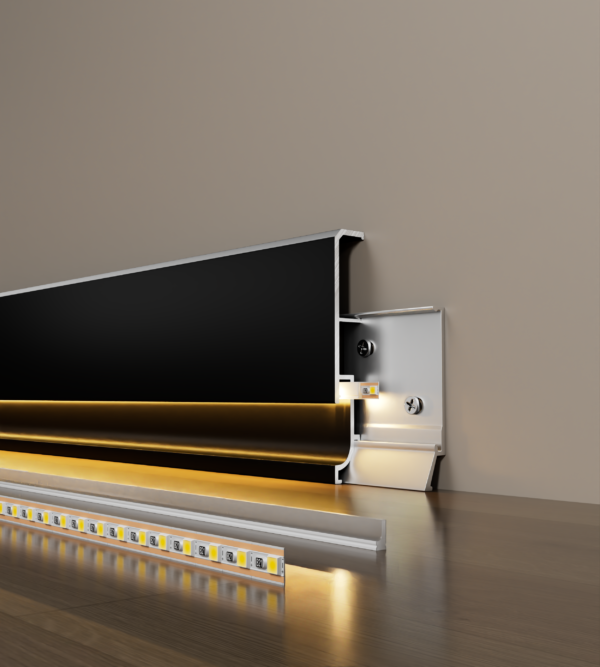 Aluminum LED Skirting Board Wall Baseboard Trim | Metal LED Light Strip Profile for Interior Decoration 6cm 8cm Hotel Hospital - 图片 5